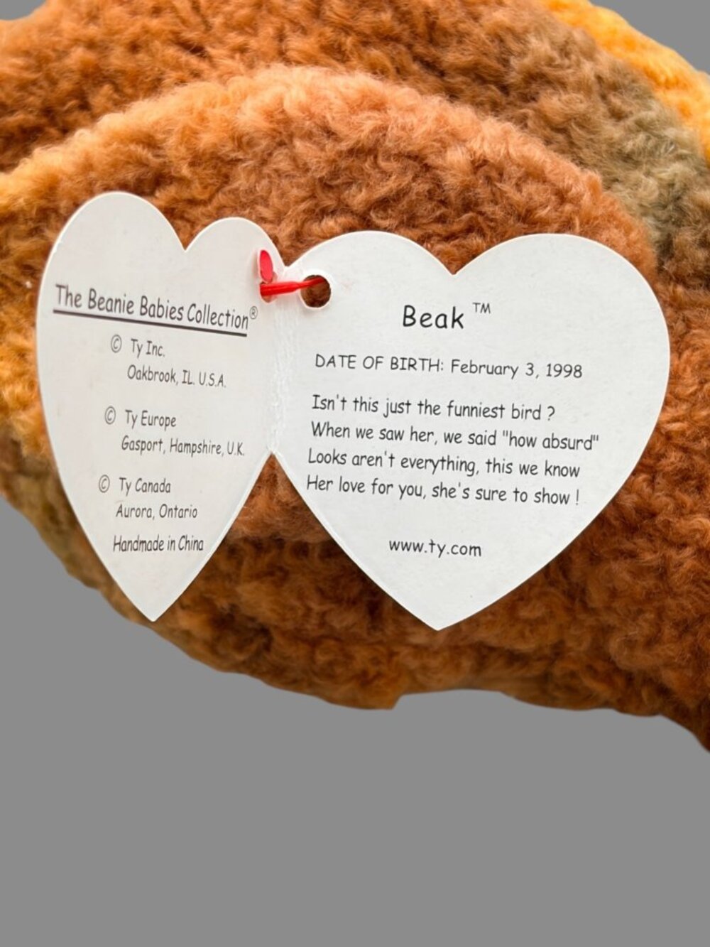 Ty Beanie Babies Beak Kiwi Bird 1998 Plush w/ Hang Tag Retired Collectible - Picture 8 of 9